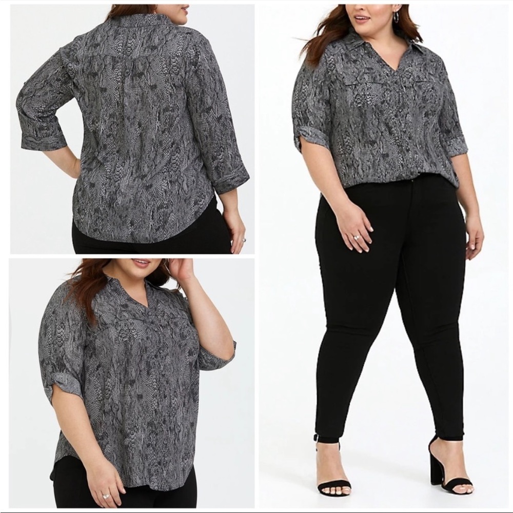 Torrid snakeskin print georgette button front top 6X plus size